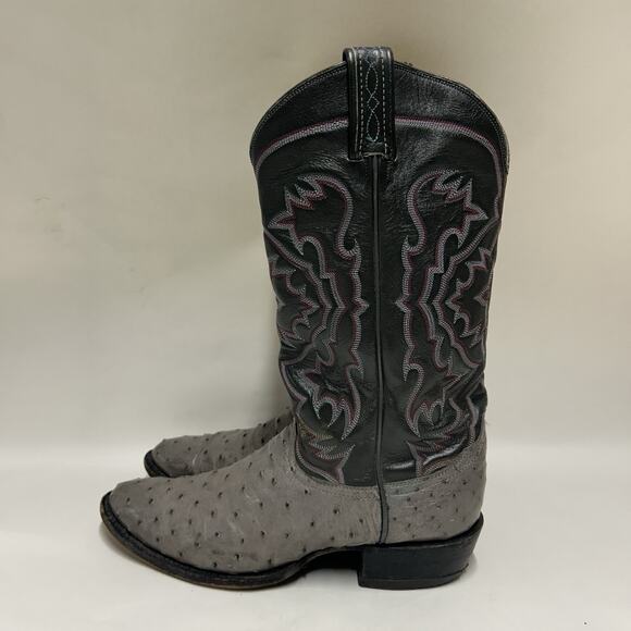 Tony Lama El Rey Gray Full Quill Ostrich Cowboy Boots main image 7